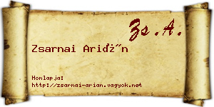 Zsarnai Arián névjegykártya